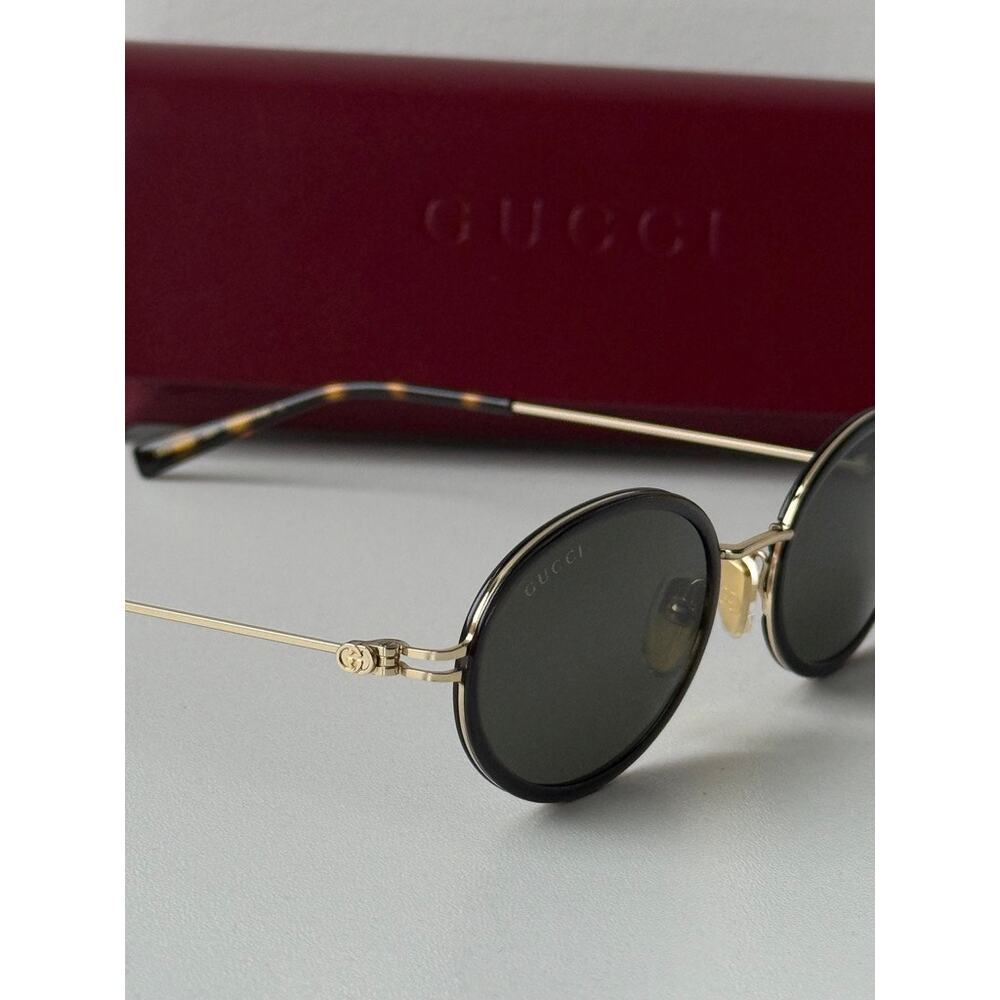 NEW Gucci GG1980S 001 Black Gold Oval Sunglasses $545 - Picture 4 of 6